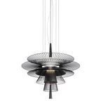 Modern Gravity Pendant Chandelier with Adjustable LED Illumination - Black & Champagne Finishes