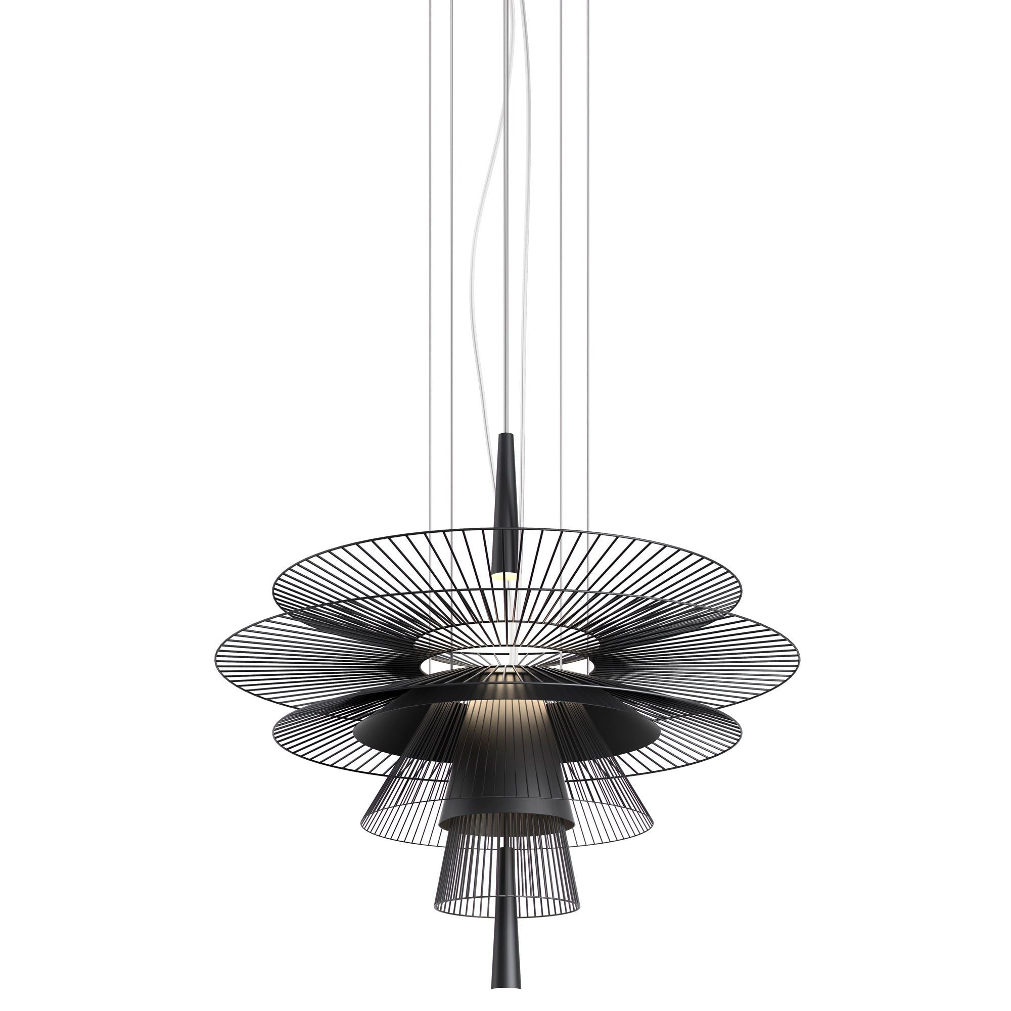 Modern Gravity Pendant Chandelier with Adjustable LED Illumination - Black & Champagne Finishes