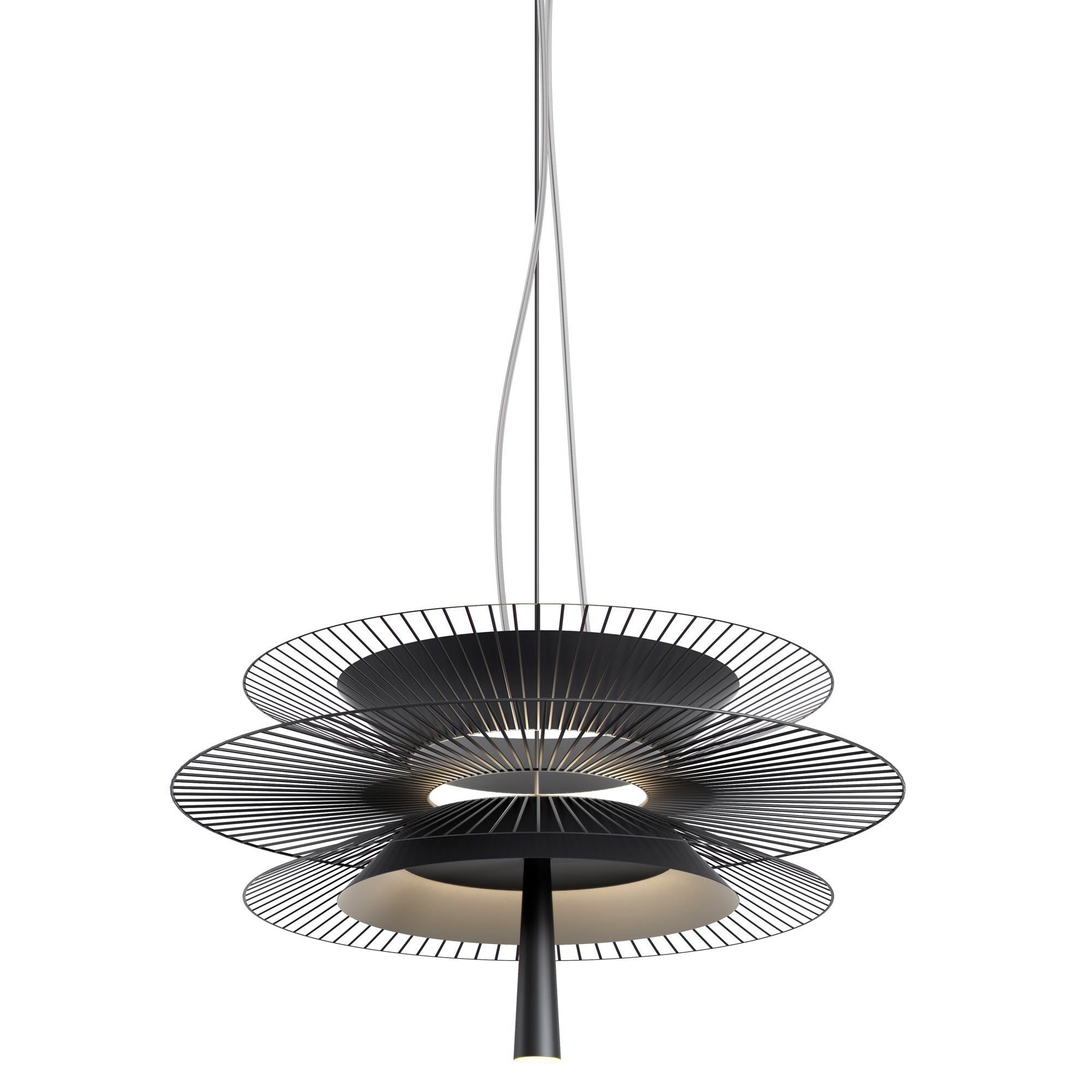 Modern Gravity Pendant Chandelier with Adjustable LED Illumination - Black & Champagne Finishes