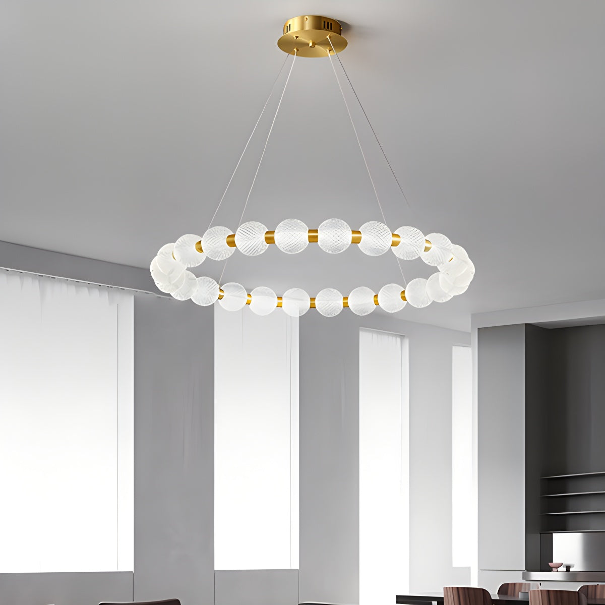 Antizer Modern Ring Pearl Chandelier for Living Room
