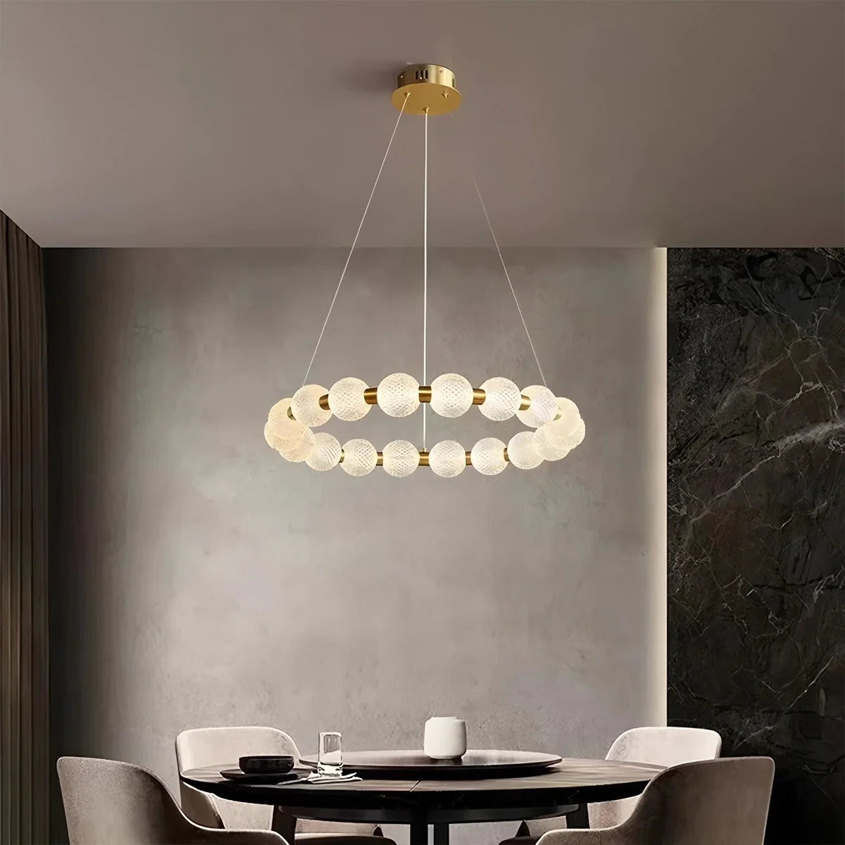 Antizer Modern Ring Pearl Chandelier for Living Room