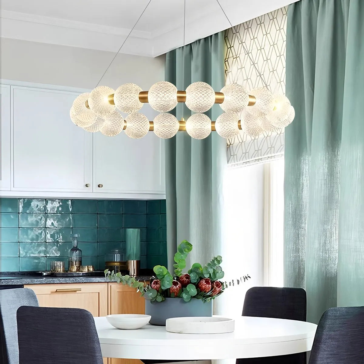Antizer Modern Ring Pearl Chandelier for Living Room