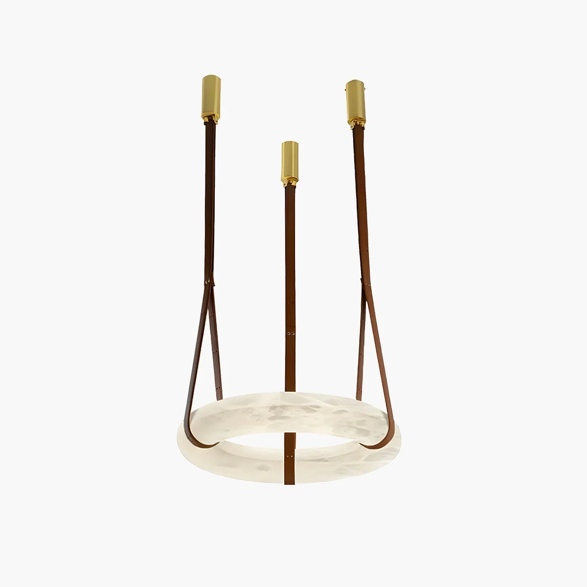 Antizer Round Spanish Alabaster Pendant Light Leather Hanging Wire