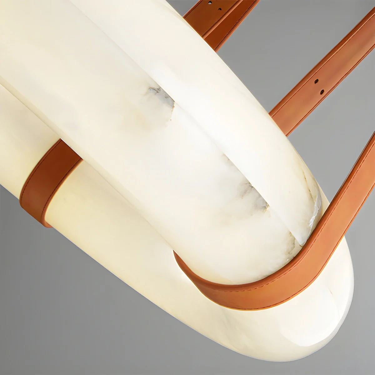 Antizer Round Spanish Alabaster Pendant Light Leather Hanging Wire