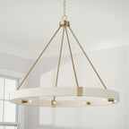 Delaney Matte Brass Chandelier with Bleached Natural Rope Accents - Elegant Designer Lighting