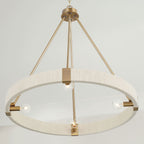 Delaney Matte Brass Chandelier with Bleached Natural Rope Accents - Elegant Designer Lighting