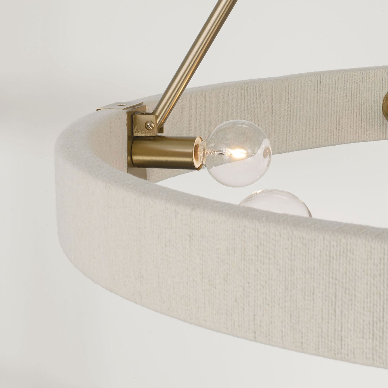 Delaney Matte Brass Chandelier with Bleached Natural Rope Accents - Elegant Designer Lighting