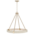 Delaney Matte Brass Chandelier with Bleached Natural Rope Accents - Elegant Designer Lighting