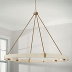 Delaney Matte Brass Chandelier with Bleached Natural Rope Accents - Elegant Designer Lighting