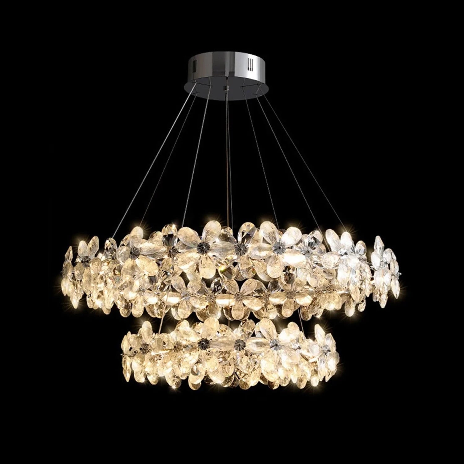 Crystal Bloom Double Halo Chandelier