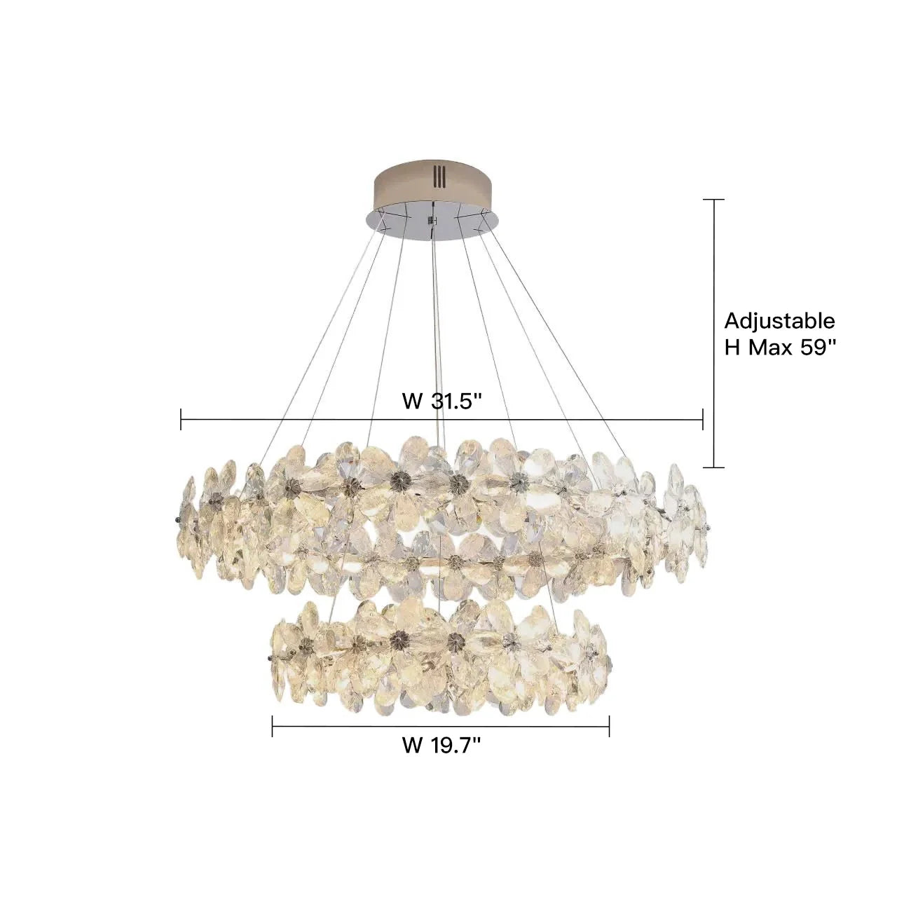Crystal Bloom Double Halo Chandelier