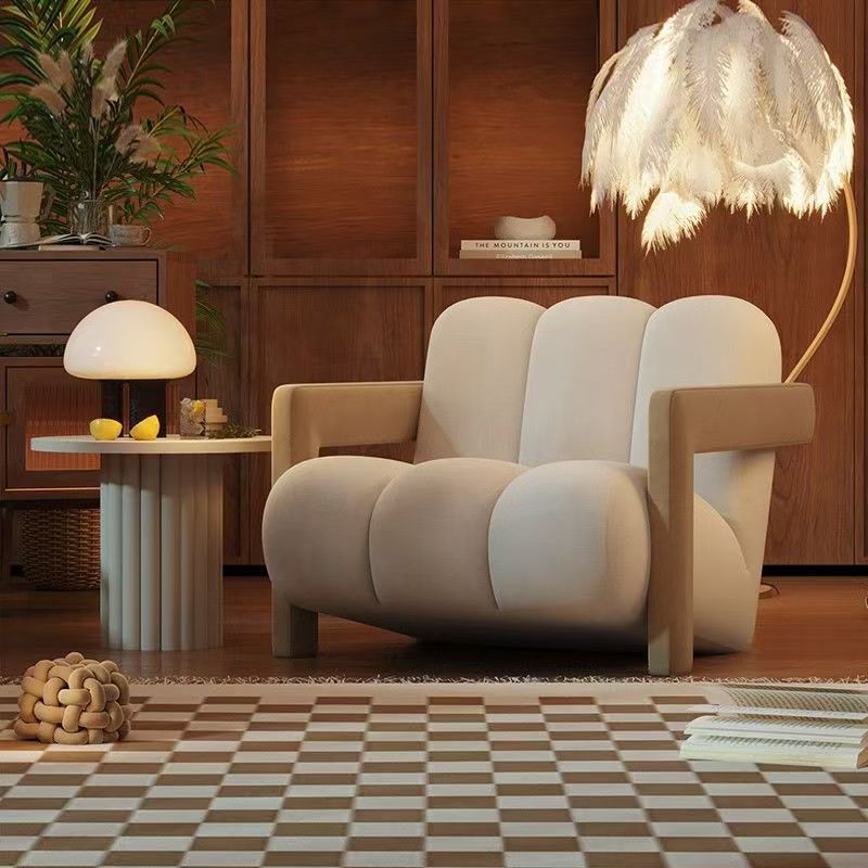 Contemporary Nordic Flannelette Solid Wood Sofa Backrest Armrest For Living Room