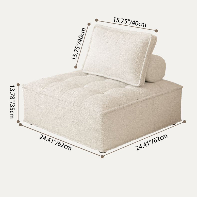 Contemporary Nordic Square Block Solid Wood Lambswool Technology Fabric Cotton Linen Sofa Backless Armless For Living Room