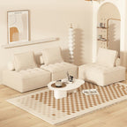 Contemporary Nordic Square Block Solid Wood Lambswool Technology Fabric Cotton Linen Sofa Backless Armless For Living Room
