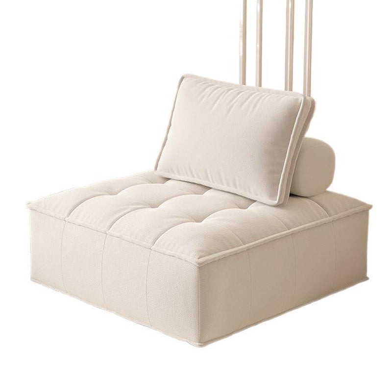 Contemporary Nordic Square Block Solid Wood Lambswool Technology Fabric Cotton Linen Sofa Backless Armless For Living Room