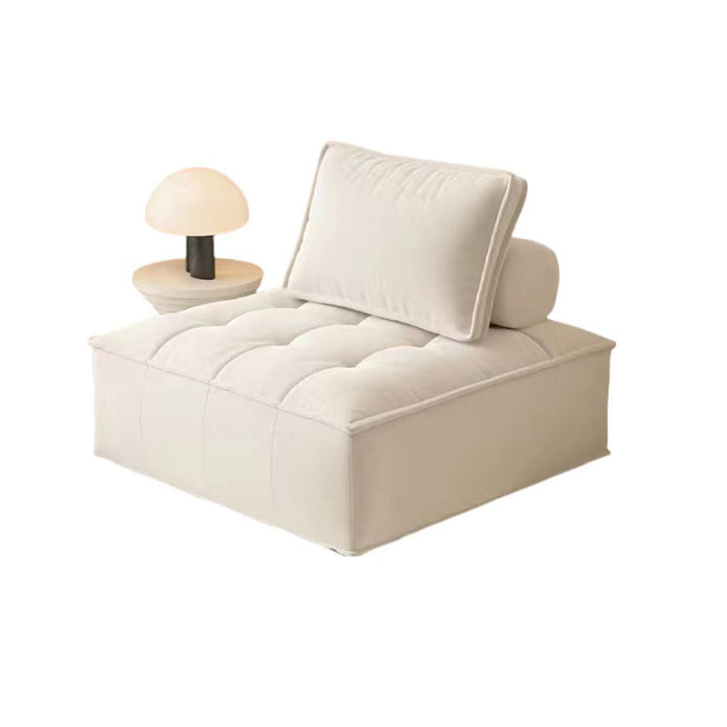 Contemporary Nordic Square Block Solid Wood Lambswool Technology Fabric Cotton Linen Sofa Backless Armless For Living Room