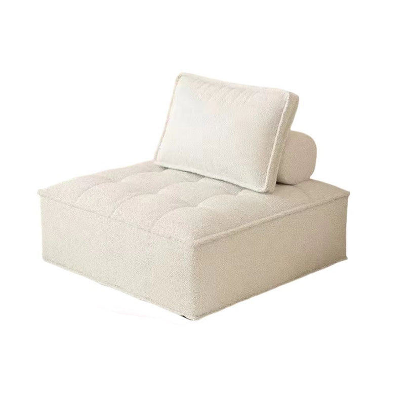 Contemporary Nordic Square Block Solid Wood Lambswool Technology Fabric Cotton Linen Sofa Backless Armless For Living Room