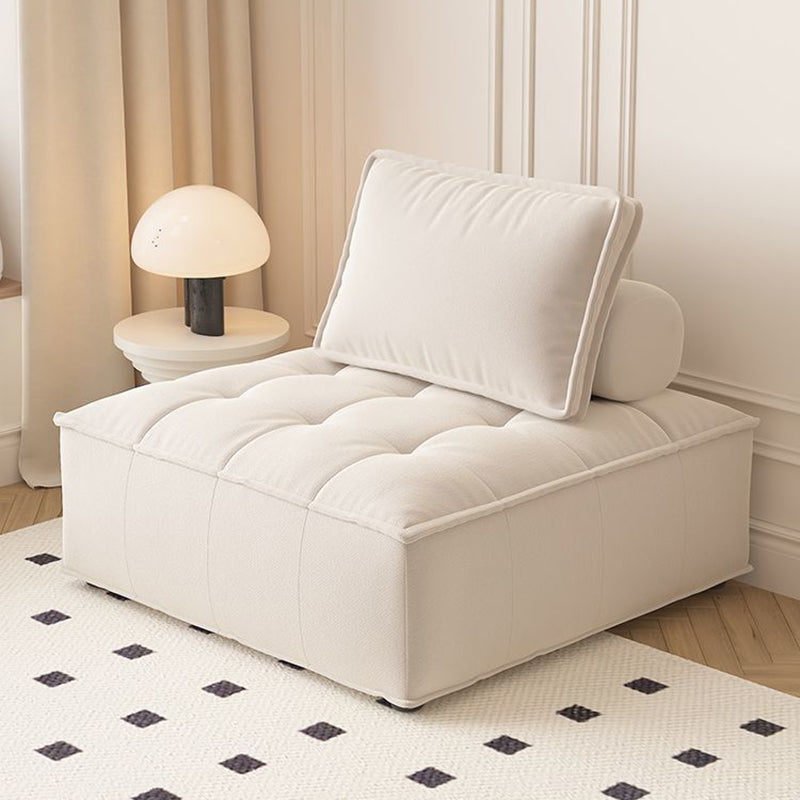 Contemporary Nordic Square Block Solid Wood Lambswool Technology Fabric Cotton Linen Sofa Backless Armless For Living Room