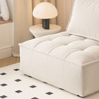 Contemporary Nordic Square Block Solid Wood Lambswool Technology Fabric Cotton Linen Sofa Backless Armless For Living Room