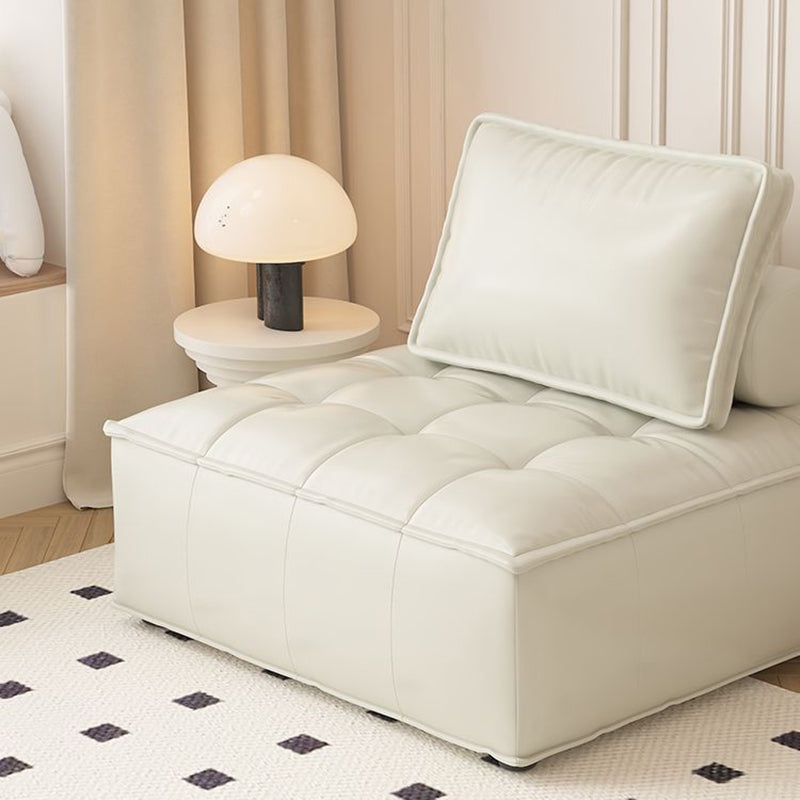 Contemporary Nordic Square Block Solid Wood Lambswool Technology Fabric Cotton Linen Sofa Backless Armless For Living Room