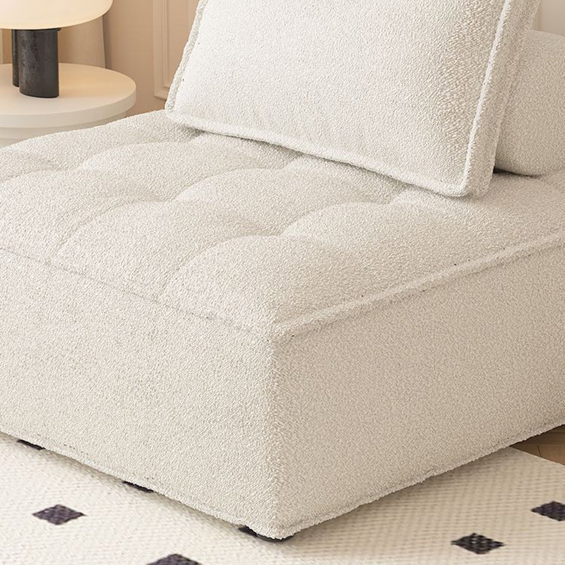 Contemporary Nordic Square Block Solid Wood Lambswool Technology Fabric Cotton Linen Sofa Backless Armless For Living Room