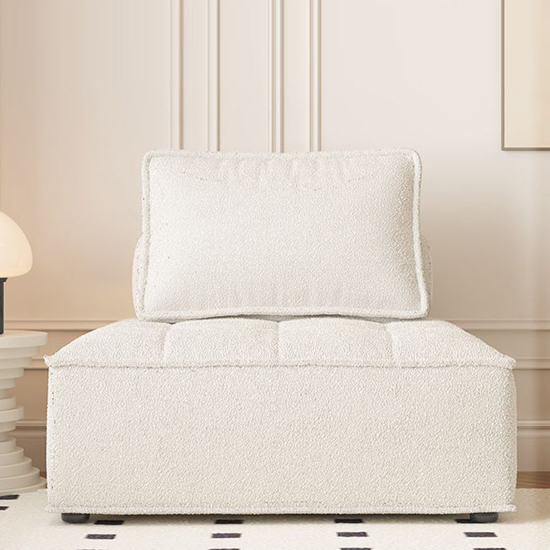 Contemporary Nordic Square Block Solid Wood Lambswool Technology Fabric Cotton Linen Sofa Backless Armless For Living Room