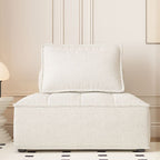 Contemporary Nordic Square Block Solid Wood Lambswool Technology Fabric Cotton Linen Sofa Backless Armless For Living Room