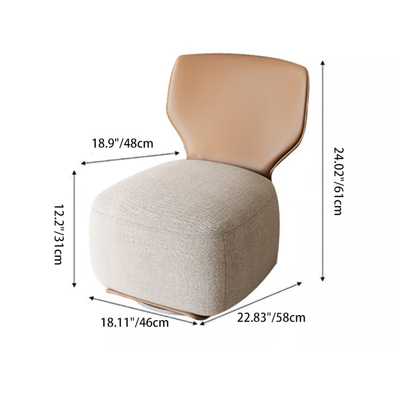 Contemporary Nordic Wood, Cotton Linen & Leather Square Sofa For Bedroom And Living Room