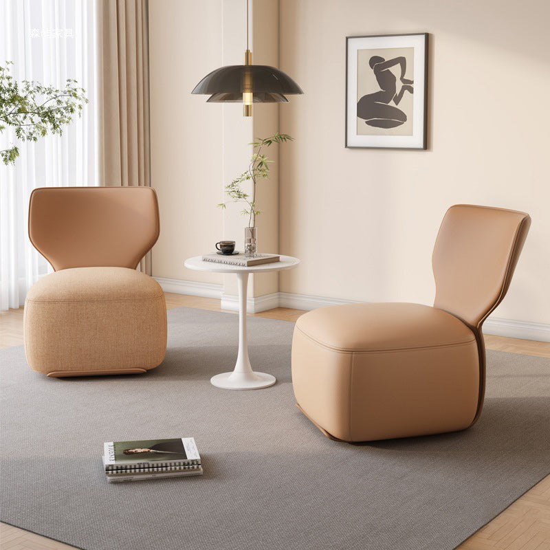 Contemporary Nordic Wood, Cotton Linen & Leather Square Sofa For Bedroom And Living Room