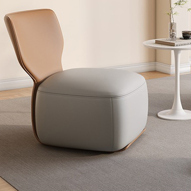 Contemporary Nordic Wood, Cotton Linen & Leather Square Sofa For Bedroom And Living Room
