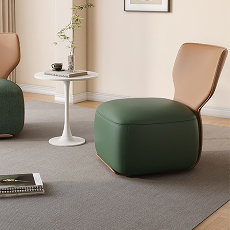 Contemporary Nordic Wood, Cotton Linen & Leather Square Sofa For Bedroom And Living Room