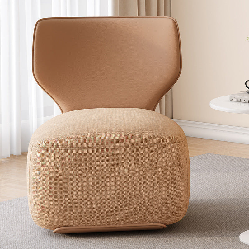 Contemporary Nordic Wood, Cotton Linen & Leather Square Sofa For Bedroom And Living Room