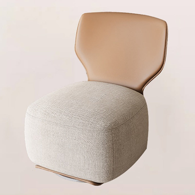 Contemporary Nordic Wood, Cotton Linen & Leather Square Sofa For Bedroom And Living Room