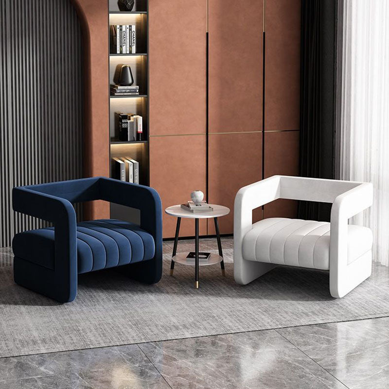 Contemporary Nordic Velvet & Metal Square Accent Chair For Bedroom & Living Room