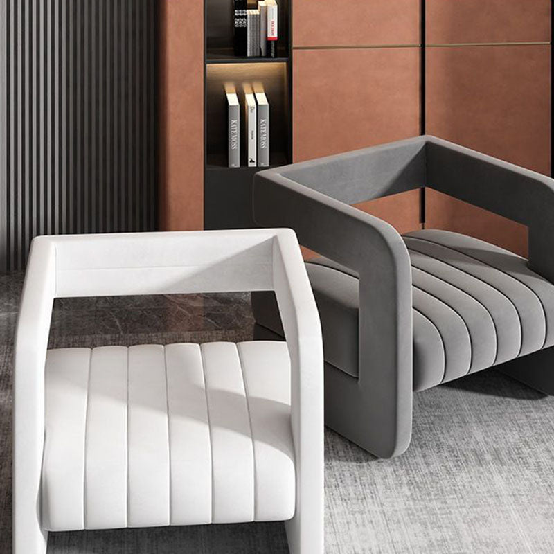 Contemporary Nordic Velvet & Metal Square Accent Chair For Bedroom & Living Room