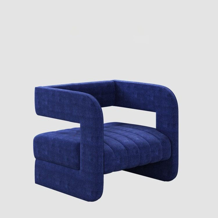 Contemporary Nordic Velvet & Metal Square Accent Chair For Bedroom & Living Room