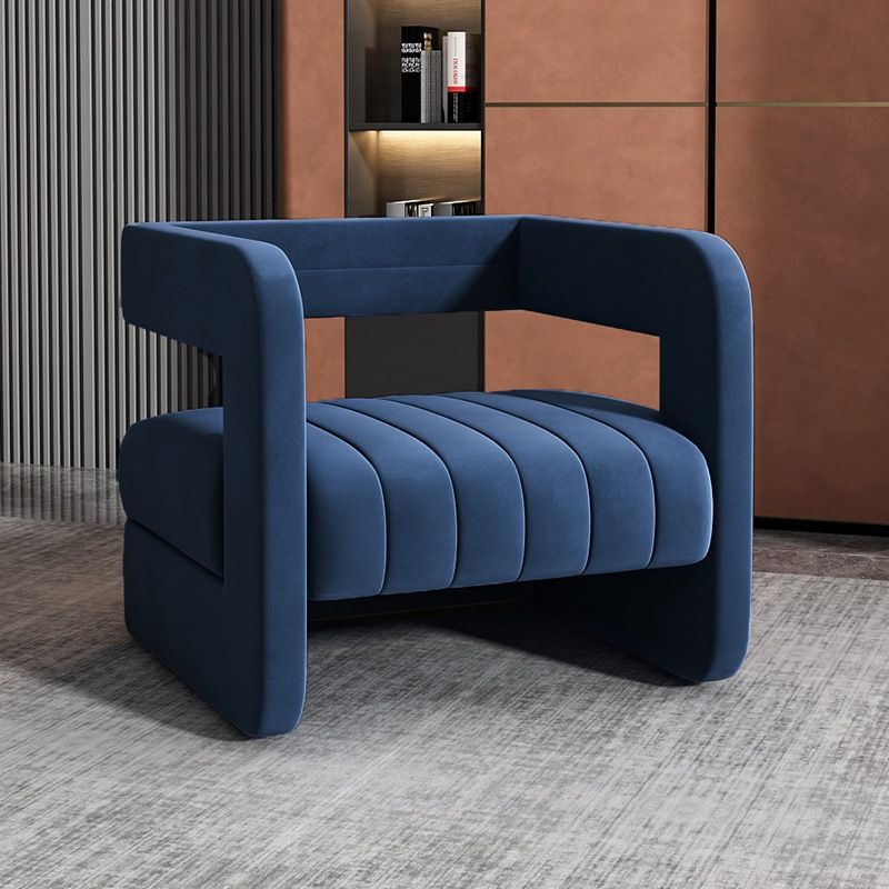 Contemporary Nordic Velvet & Metal Square Accent Chair For Bedroom & Living Room