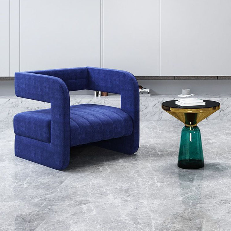 Contemporary Nordic Velvet & Metal Square Accent Chair For Bedroom & Living Room