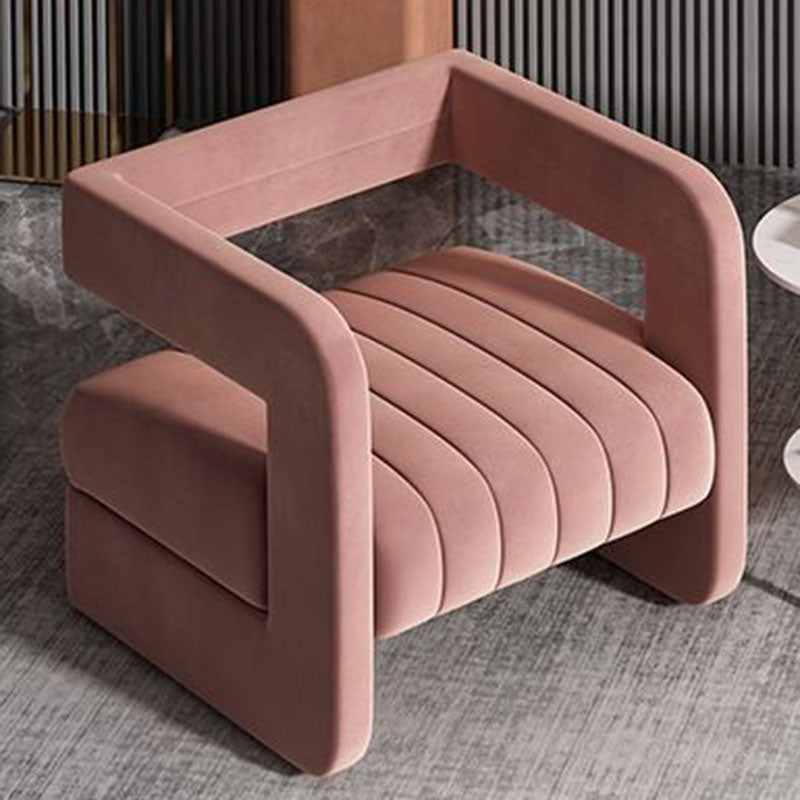 Contemporary Nordic Velvet & Metal Square Accent Chair For Bedroom & Living Room