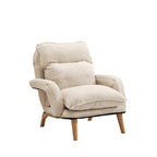 Modern Minimalist Cotton Linen Solid Wood Square Accent Chair With Backrest & Armrest For Living Room