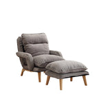 Modern Minimalist Cotton Linen Solid Wood Square Accent Chair With Backrest & Armrest For Living Room