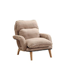 Modern Minimalist Cotton Linen Solid Wood Square Accent Chair With Backrest & Armrest For Living Room