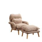 Modern Minimalist Cotton Linen Solid Wood Square Accent Chair With Backrest & Armrest For Living Room