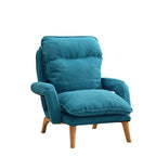 Modern Minimalist Cotton Linen Solid Wood Square Accent Chair With Backrest & Armrest For Living Room