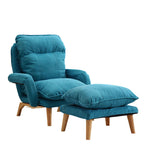 Modern Minimalist Cotton Linen Solid Wood Square Accent Chair With Backrest & Armrest For Living Room