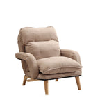 Modern Minimalist Cotton Linen Solid Wood Square Accent Chair With Backrest & Armrest For Living Room