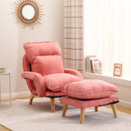 Modern Minimalist Cotton Linen Solid Wood Square Accent Chair With Backrest & Armrest For Living Room