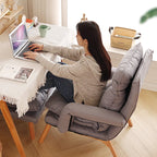 Modern Minimalist Cotton Linen Solid Wood Square Accent Chair With Backrest & Armrest For Living Room