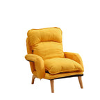 Modern Minimalist Cotton Linen Solid Wood Square Accent Chair With Backrest & Armrest For Living Room