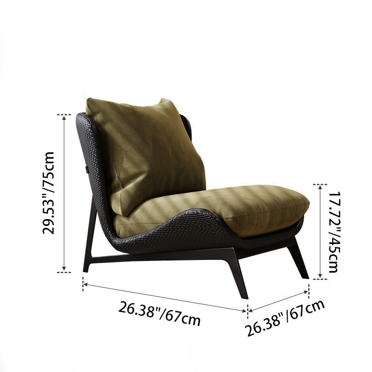 Traditional Vintage L-Shape Velvet Leather Cotton Carbon Steel Single Person Lazy Sofa Backrest Armless For Living Room